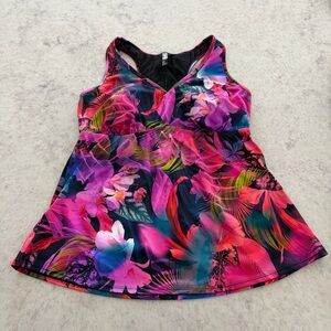 Torrid Tropical Falling Leaves Wireless Tankini - Size 1